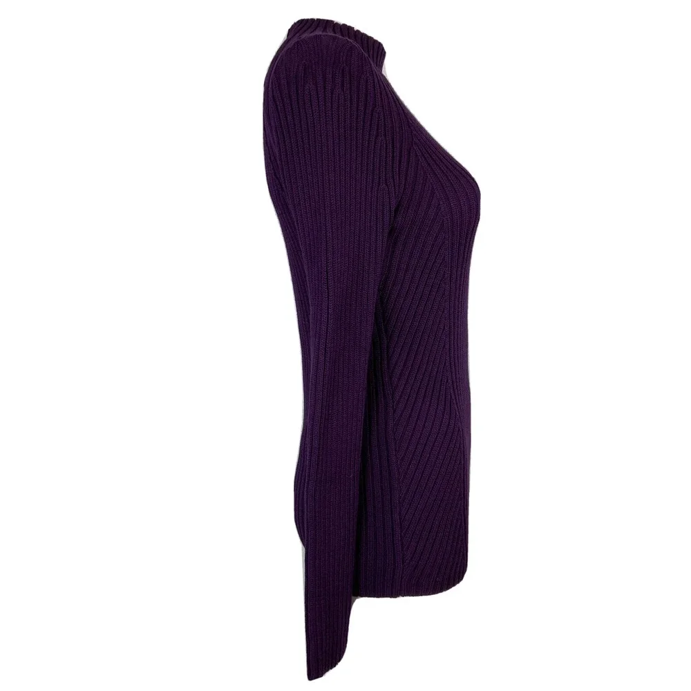 Talbots Sweater Womens Sz S Purple Ribbed Knit Mock Neck Cotton‎ Blend